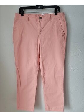 LOFT Cropped Chino Slim Fit Pants in Soft Pink